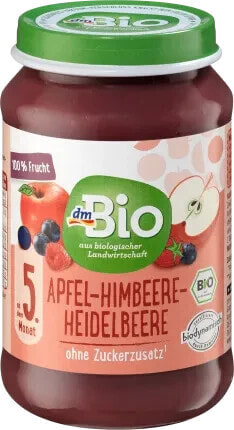 Früchte Apfel-Himbeere-Heidelbeere ab dem 5. Monat, Demeter, 190 g