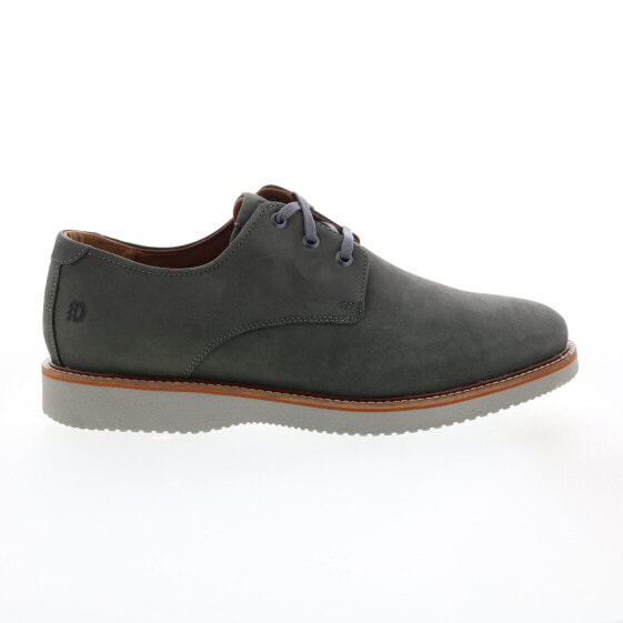 Мужские туфли DUNHAM Clyde Plain Toe Dark Grey, шнуровка, на зауженной ноге, EE+, из нубука