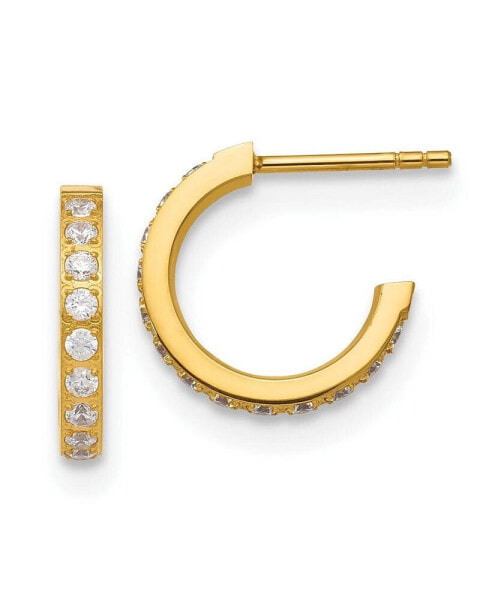 Stainless Steel Polished Yellow IP-plated CZ Hoop Earrings