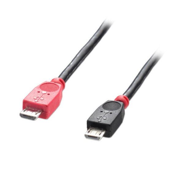 Кабель USB 2.0 Lindy Micro-B/ Micro-B OTG - 0.5 м - Мужской/Мужской - Черный