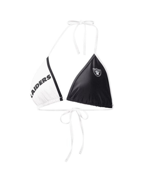 Women's Black, White Las Vegas Raiders Play Action Bikini Top