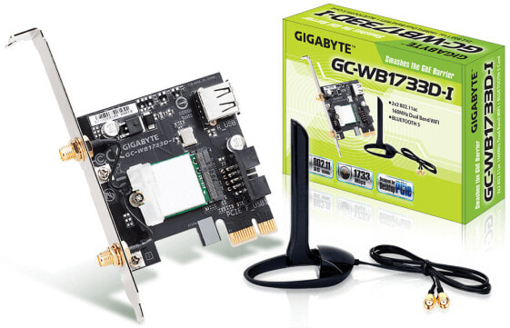 Gigabyte GC-WB1733D-I - Internal - Wireless - PCI Express - WLAN / Bluetooth - Wi-Fi 5 (802.11ac) - 1733 Mbit/s