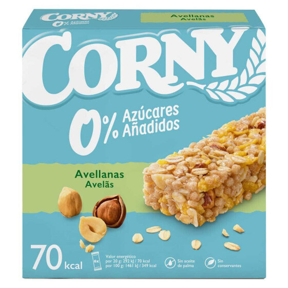 CORNY Cereal Bar With Hazelnuts 0% Added Sugar 20g 6 Units