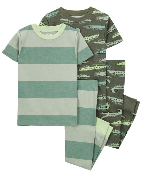 Baby 4-Piece Rugby Stripe 100% Snug Fit Cotton Pajamas 18M