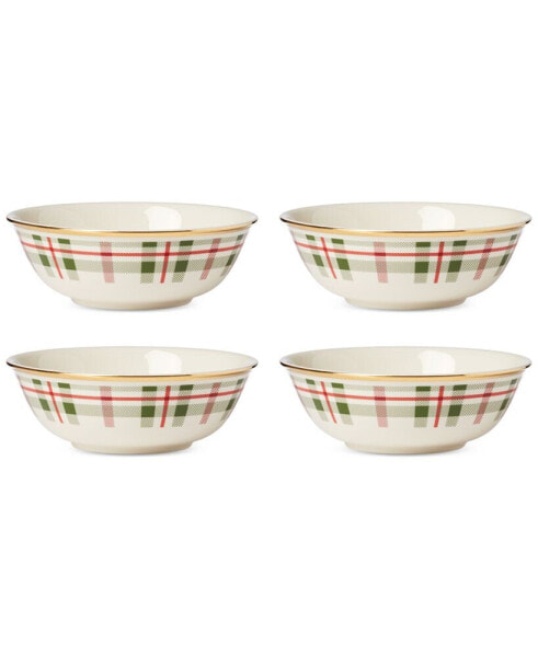 Holiday Plaid Porcelain All-Purpose Bowls, Set Of 4