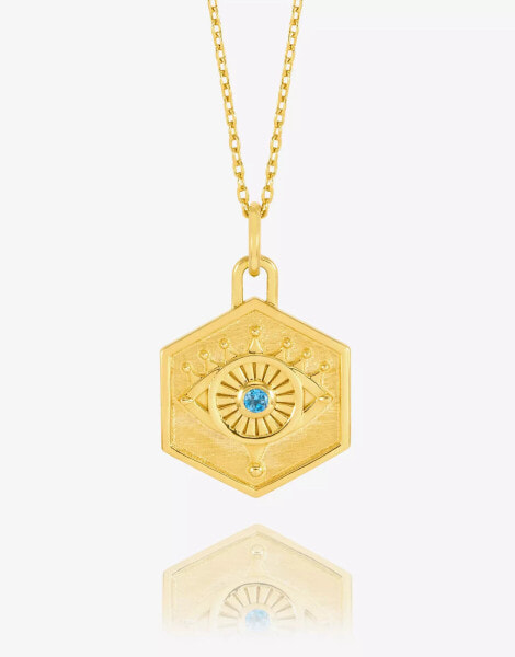 Rachel Jackson 22 carat gold plated evil eye pendant necklace with gift box