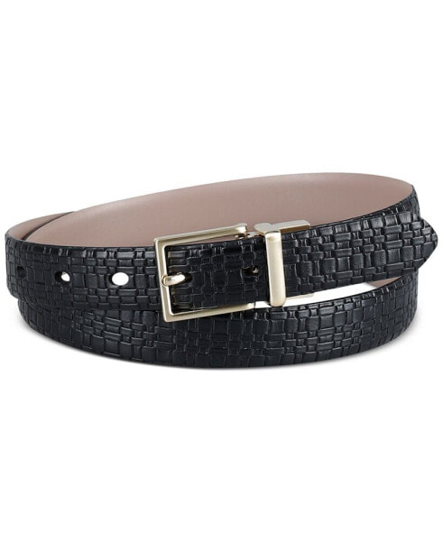 Women's Two-In-One Reversible Skinny Texture Embossed Belt