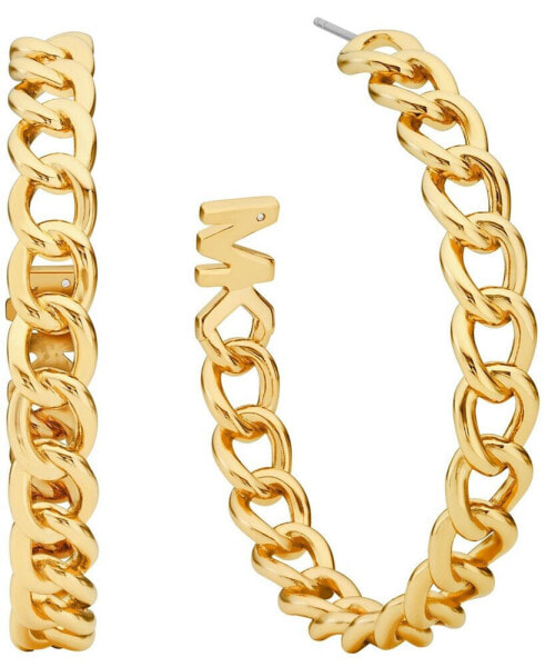 14K Gold-Plated Curb Chain Hoop Earrings