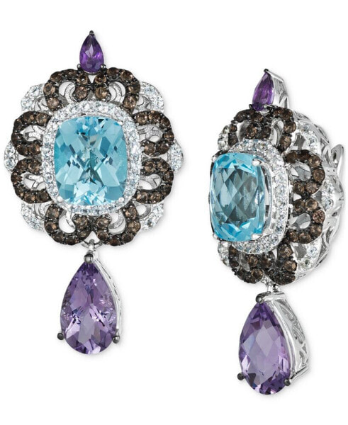 Multi-Gemstone Halo Cluster Drop Earrings (16-3/4 ct. t.w.) in 14k White Gold