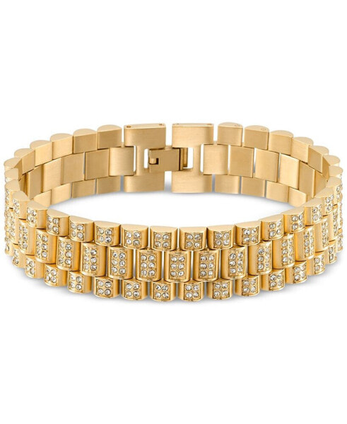 Men's Crystal Watch Link Bracelet in Gold-Tone Ion-Plated Stainless Steel