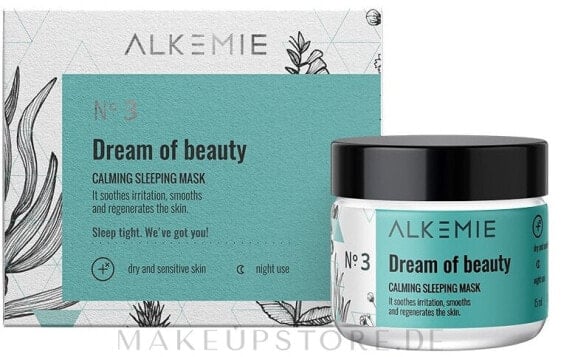 Gesichtsmaske für die Nacht mit Honig - Alkmie Dream Of Beauty Calming Sleeping Mask 15 ml