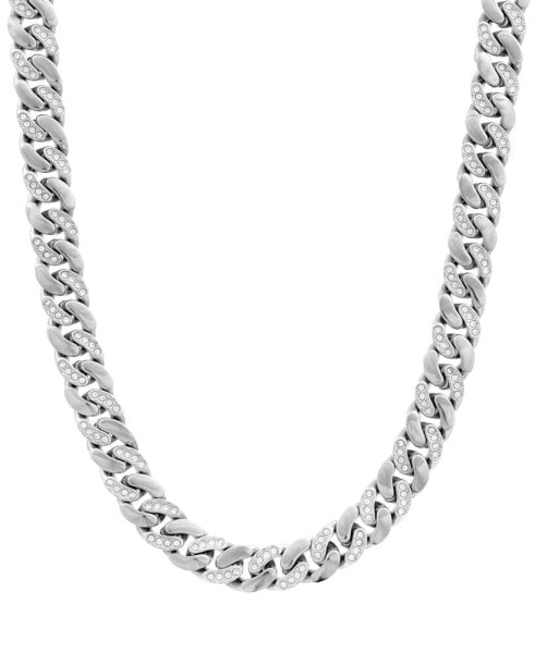 Men's Crystal Curb Link 24" Chain Necklace in Stainless Steel & Gold-Tone Ion-Plate