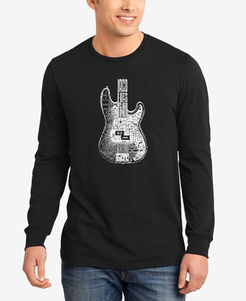 Men's Word Art Long Sleeve Bass Guitar T-shirt