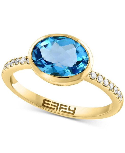 EFFY® Sky Blue Topaz (2-1/3 ct. t.w.) & Diamond (1/10 ct. t.w.) Ring in 14k Gold