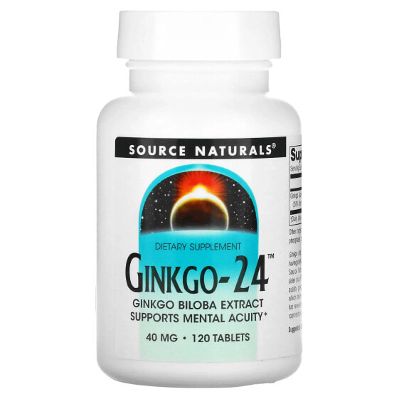 Травяные таблетки Ginkgo-24, 40 мг, 120 штук Source Naturals