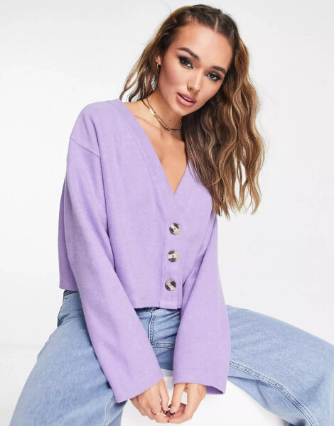 ASOS DESIGN super soft cardigan in purple marl ASOS Size US 0