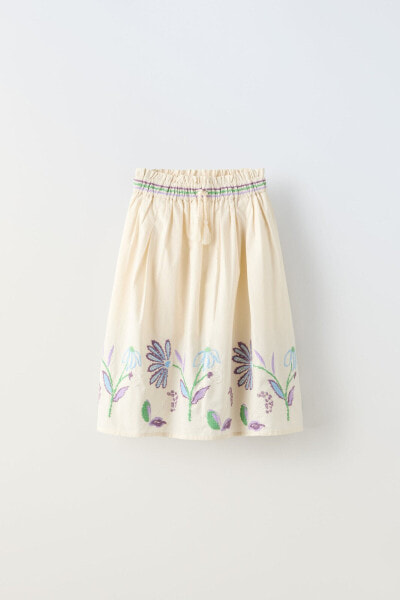 Embroidered midi skirt