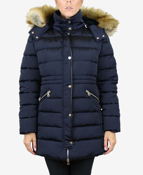 Women's Heavyweight Parka Coat with Detachable Faux Fur Hood