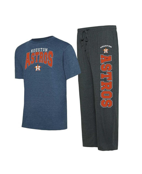 Men's Charcoal, Navy Houston Astros Meter T-shirt and Pants Sleep Set