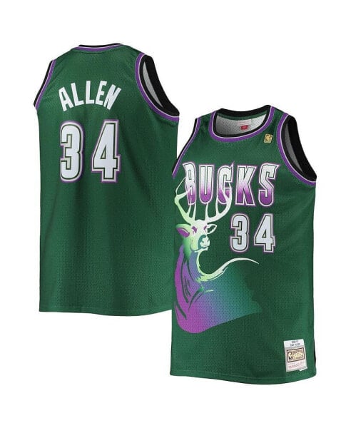 Men's Ray Allen Hunter Green Milwaukee Bucks Big and Tall 1996-97 Hardwood Classics Swingman Jersey