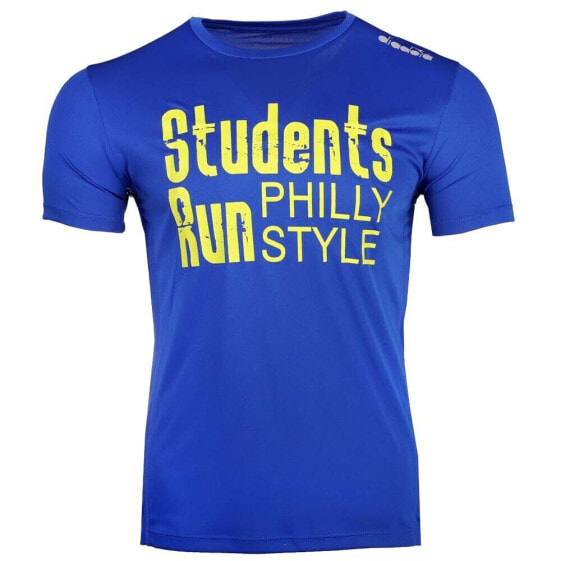 Diadora Philly Run Crew Neck Short Sleeve Athletic T-Shirt Mens Blue Casual Tops