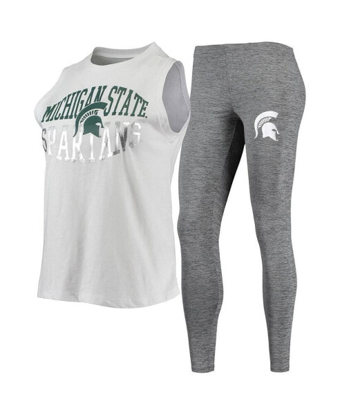 Women's Charcoal, White Michigan State Spartans Tank Top and Leggings Sleep Set