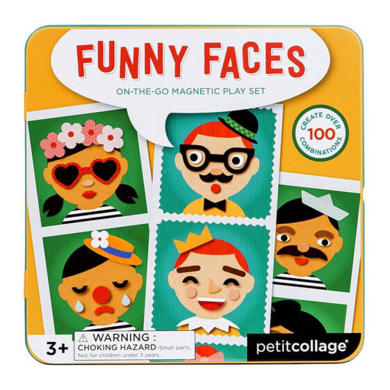 PETIT COLLAGE Funny Faces On-The-Go Magnetic Play Set