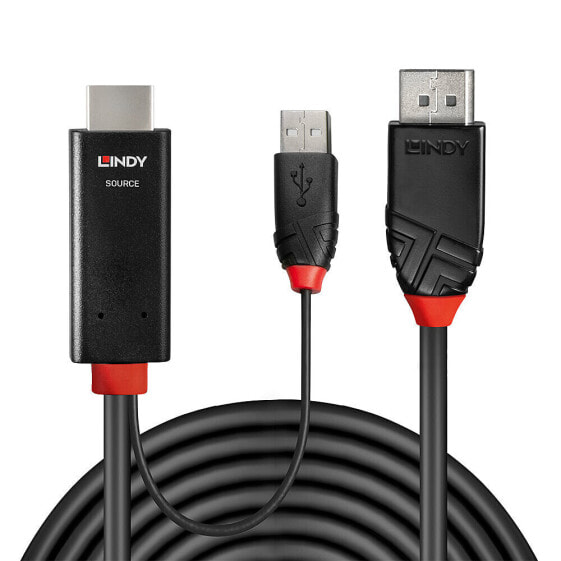 Lindy 41499 - 2 m - HDMI + USB Type-A - DisplayPort - Male - Male - Straight