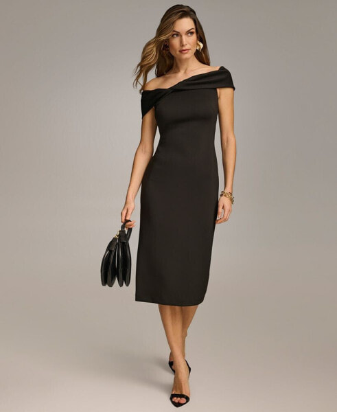 Women's Off-The-Shoulder Midi Sheath Dress