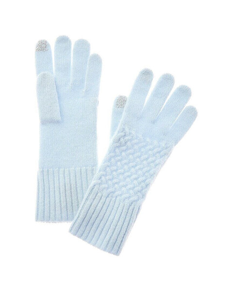 Hannah Rose Basket Weave Stitch Cashmere Gloves Women's Blue