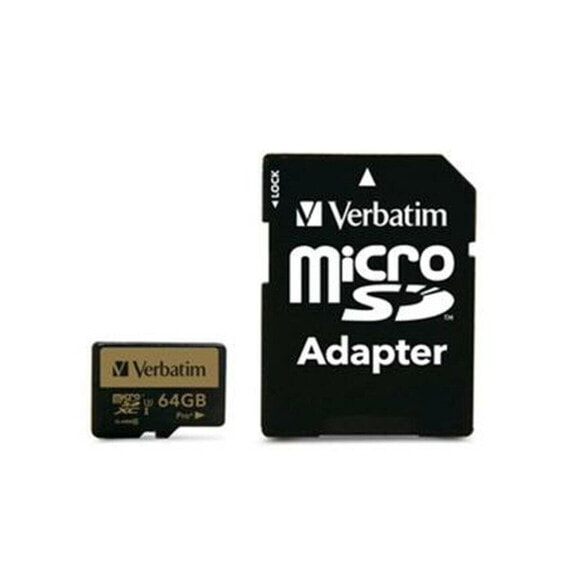 Карта памяти микро-SD с адаптером Verbatim Pro+ 64 Гб