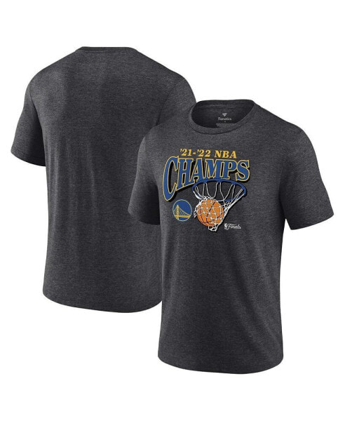 Men's Heathered Charcoal Golden State Warriors 2022 NBA Finals Champions Zone Hoops Tri-Blend T-shirt