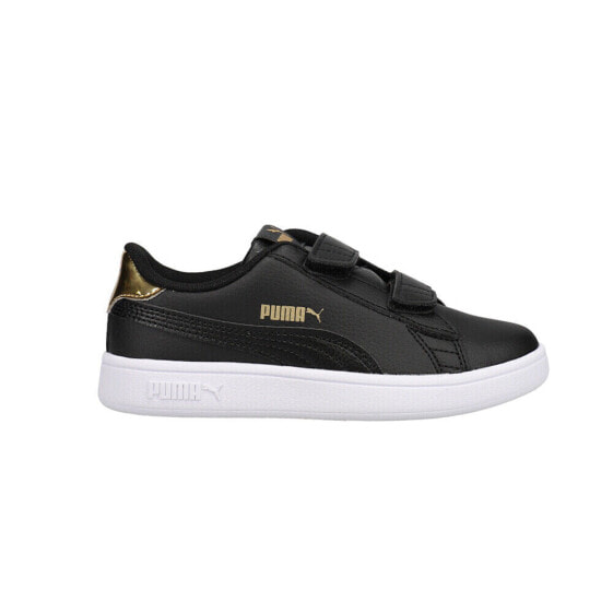 Puma Smash V2 Mirror Metallic Slip On Toddler Girls Black Sneakers Casual Shoes