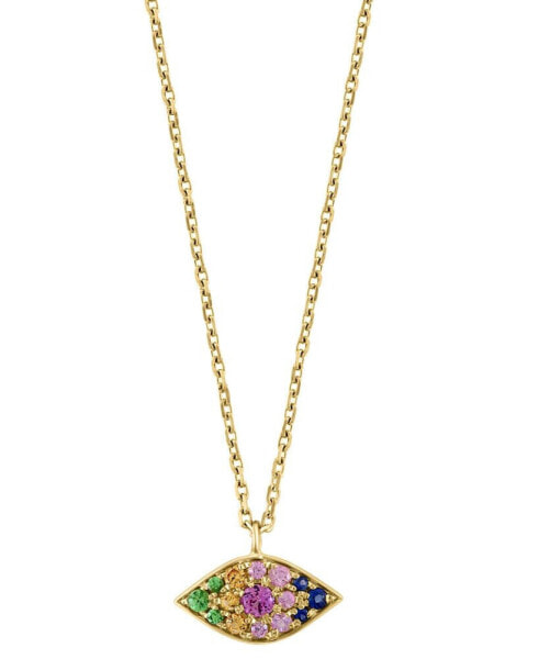 EFFY® Multi-Gemstone Evil Eye 18" Pendant Necklace (1/3 ct. t.w.) in 14k Gold-Plated Sterling Silver