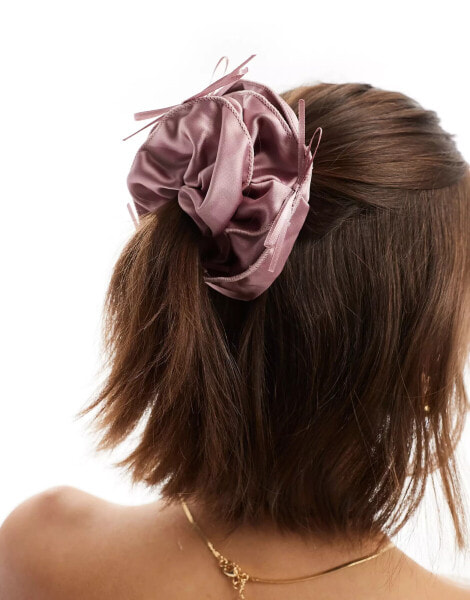 ASOS DESIGN scrunchie with bow detail in pink