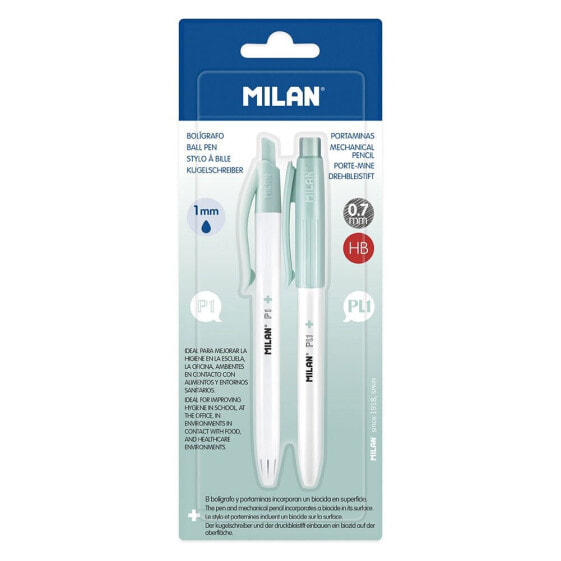 MILAN Blister Pack 1 P1 Blue Ink Pen+1 Pl1 0.7 mm Mechanical Pencil+Edition Series