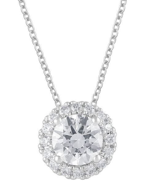 Badgley Mischka lab Grown Diamond Halo 18" Pendant Necklace (1-1/5 ct. t.w.) in 14k White Gold