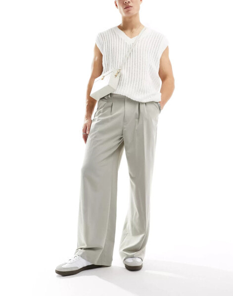 COLLUSION relaxed tailored trouser in stone