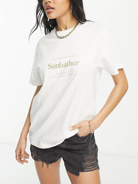 Rhythm take it slow boyfriend tee in vintage white 