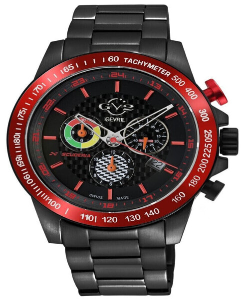 Men's Scuderia Swiss Quartz Black Stainless Steel Bracelet Watch 45mm