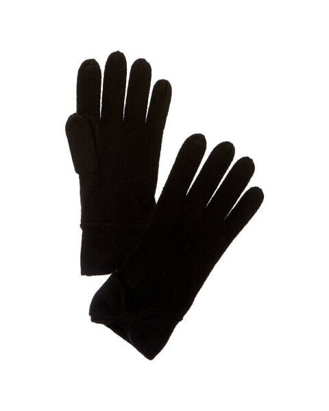 Forte Cashmere Bow Cashmere Gloves Women's Black