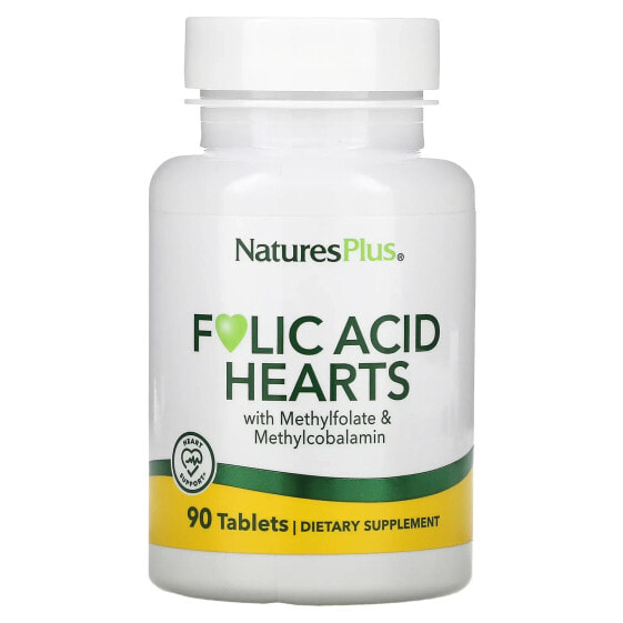 Витамины группы В NaturesPlus Folic Acid сердечки, 90 таблеток