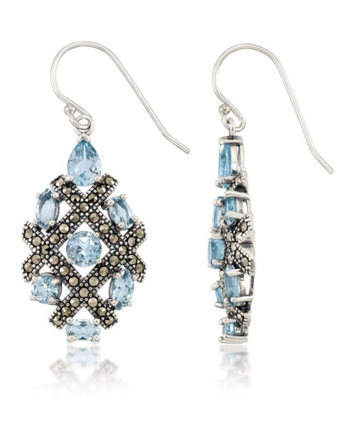 Серьги Macy's Marсasite and Blue Topaz