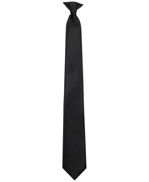 Men's Slim Solid Black Clip-On Tie