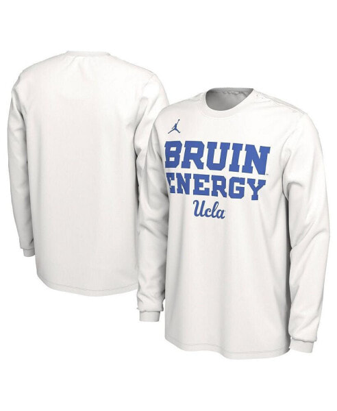 Men's and Women's White UCLA Bruins 2024 On-Court Bench Energy Long Sleeve T-shirt