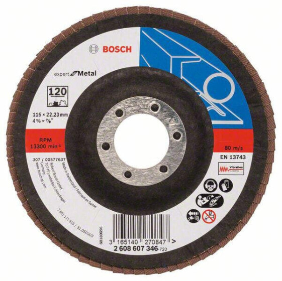 Bosch Fächerschleifscheibe X551, Expert for Metal D = 115 mm; K = 120, gewinkelt