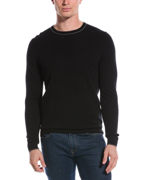 Qi Cashmere Contrast Trim Cashmere Sweater Men's Black M