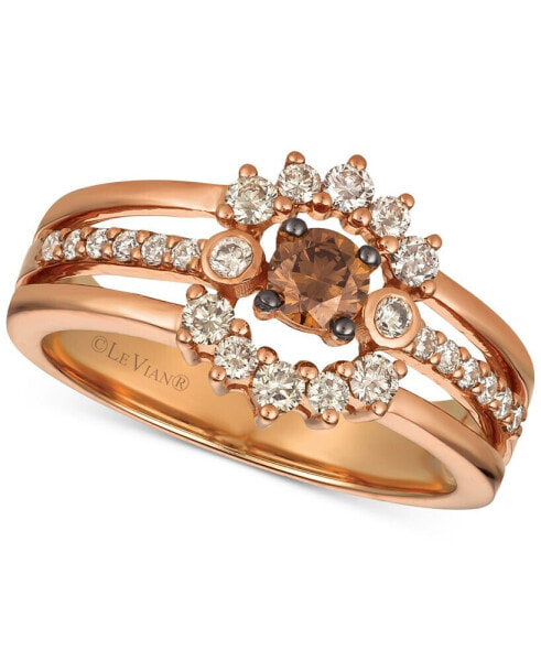 Creme Brulee® Diamond Halo Three-Row Ring (5/8 ct. t.w.) in 14k Rose Gold