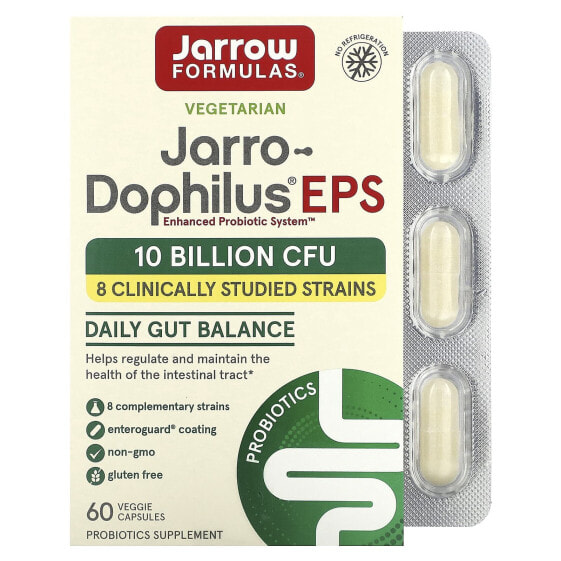 Пробиотики для пищеварительной системы Jarrow Formulas Jarro-Dophilus EPS, 10 млрд КОЕ, 60 растительных капсул