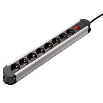 Удлинитель Hama 8way Distribution Panel "Pro-S 80S" - 1.5 m - 8 AC outlet(s) - 50 - 60 Hz - 16 A - 3500 W - Black,Silver - 1.5 m